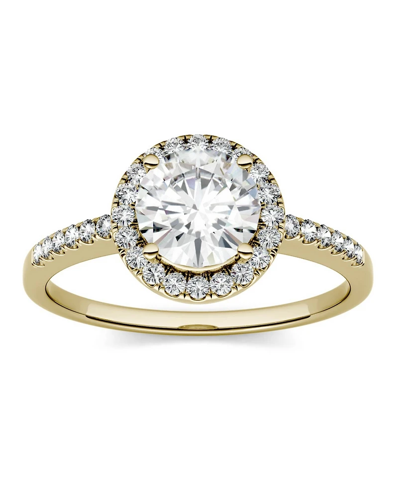 Moissanite Round Halo Ring (1-1/3 ct. t.w. Diamond Equivalent) 14k Gold or White Rose