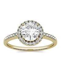 Moissanite Round Halo Ring (1-1/3 ct. t.w. Diamond Equivalent) 14k Gold or White Rose