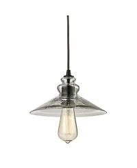 Hammered Glass Collection 1 Light Mini Pendant in Oil Rubbed Bronze