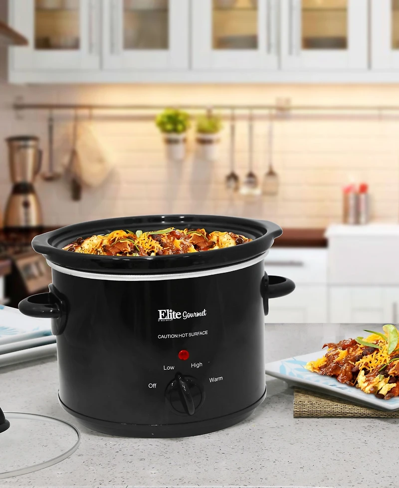 Elite Gourmet 3.5Qt Slow Cooker with Glass Lid, Adjustable Temperature Controls, Keep Warm Function