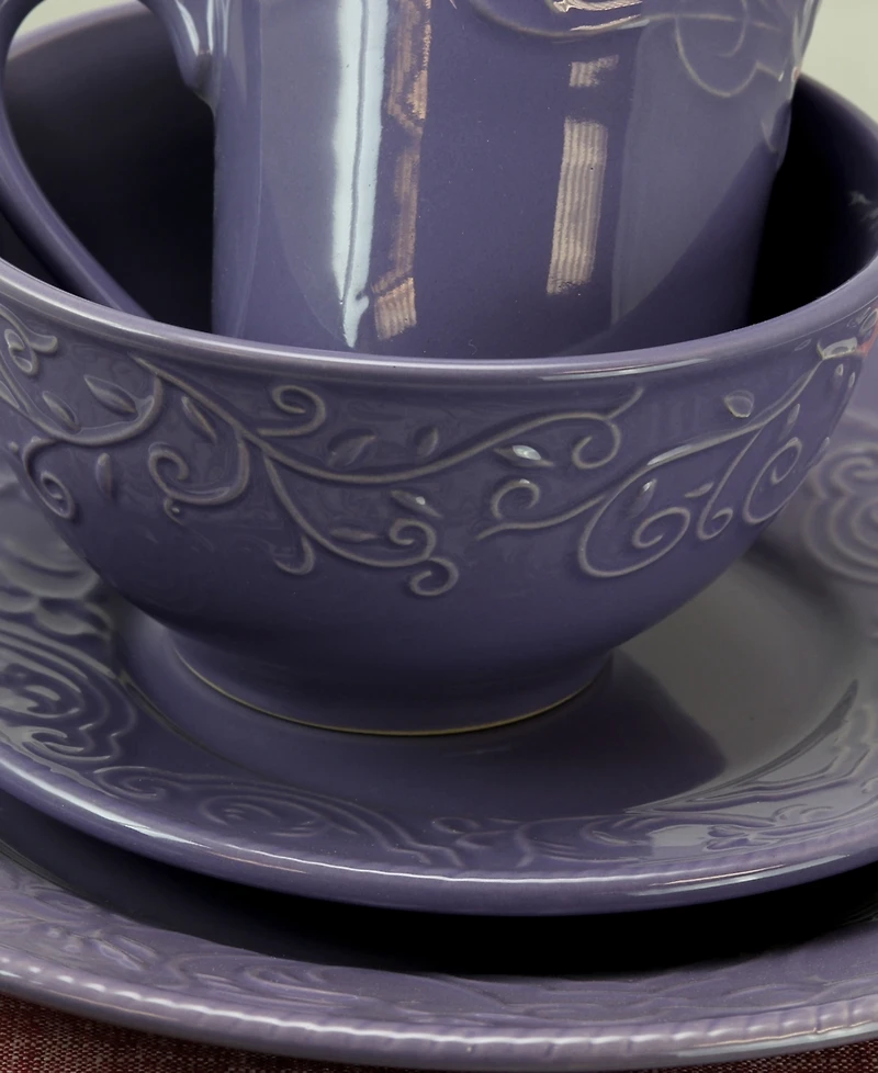 Elama Lilac Fields 16 Pc. Dinnerware Set, Service for 4