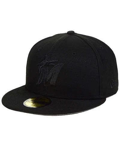 New Era Miami Marlins Triple Black Custom 59FIFTY Fitted Cap
