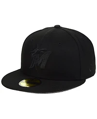 New Era Miami Marlins Triple Black Custom 59FIFTY Fitted Cap