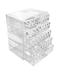 Sorbus 6 Drawer Acrylic Makeup Organizer Case for Cosmetics, and jewelry - Drawers with Diamond Detail