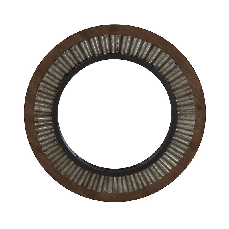 Household Essentials Wood Framed Sunburst Metal Mirror