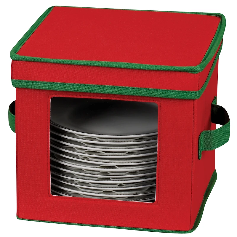 Household Essentials China Plate Storage Box, Windowed Panel