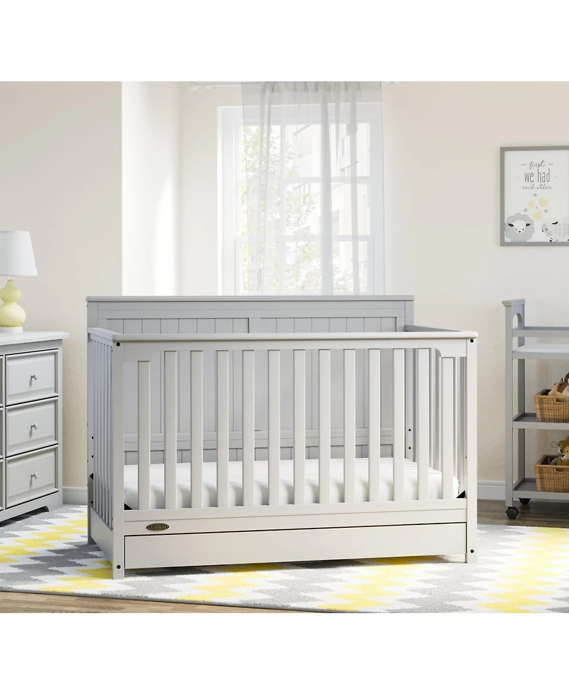 Graco Hadley 5-in-1 Convertible Crib with Drawer (White) –Crib Combo