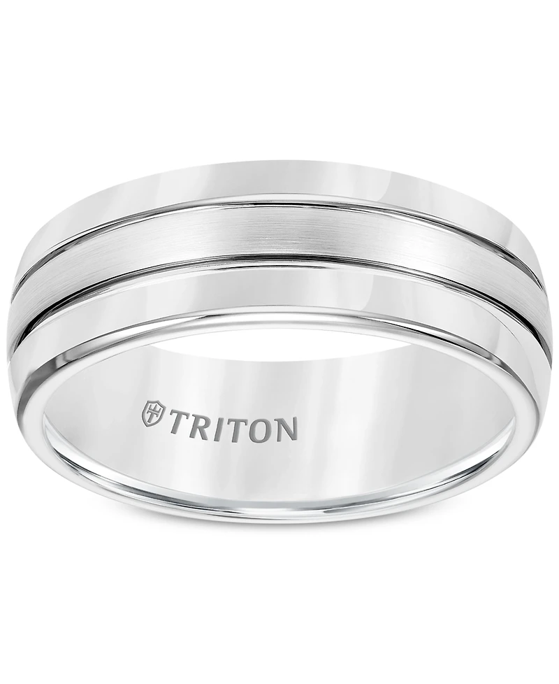Triton Men's Tungsten Carbide Ring, Comfort Fit Wedding Band (8mm)