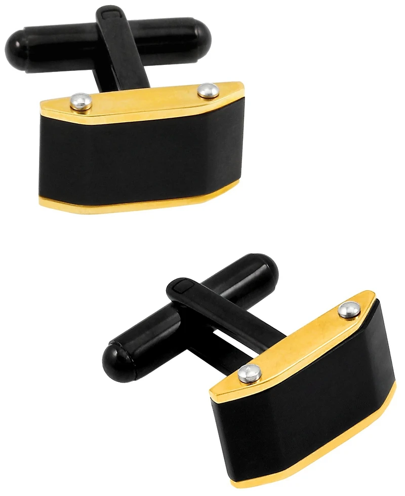 Sutton Stainless Steel Black And Gold Cufflinks