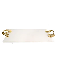 Classic Touch 16.25" Marble Challah Tray with Agate Stone Handles