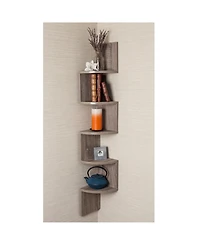 Danya B. Large Rustic Weathered Oak Laminate Corner Wall Mount Shelf