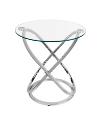 Danya B. Galaxy Chrome and Tempered Glass Round End Table