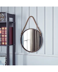 Danya B. 15" Patina Round Mirror with Hanging Rope