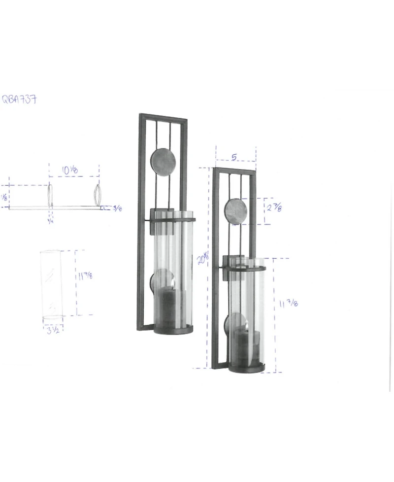 Danya B. 20" Decorative Metal Medallion Pillar Candle Sconces - Set of 2