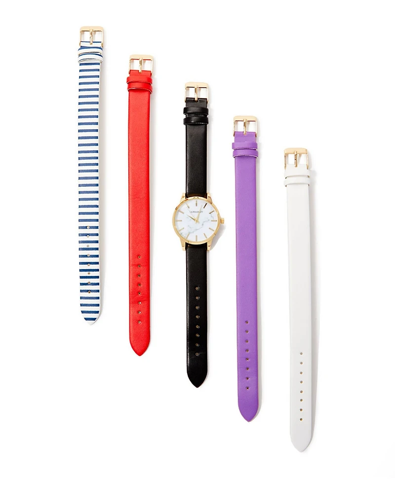 Laura Ashley Gold Slidethrough Interchangeable Marble Dial Set Watch