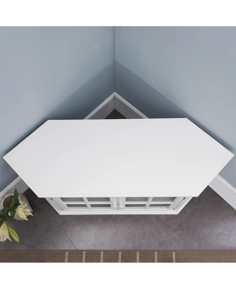 Leick Home Riley Holliday Cottage White 56" Corner Tv Console with Bookcase/Display