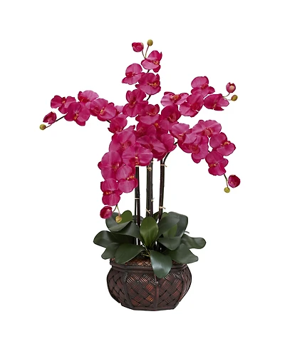 Nearly Natural Phalaenopsis w/Decorative Vase Silk Flower Arrangement