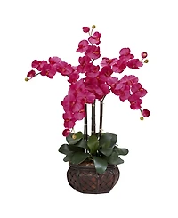 Nearly Natural Phalaenopsis w/Decorative Vase Silk Flower Arrangement