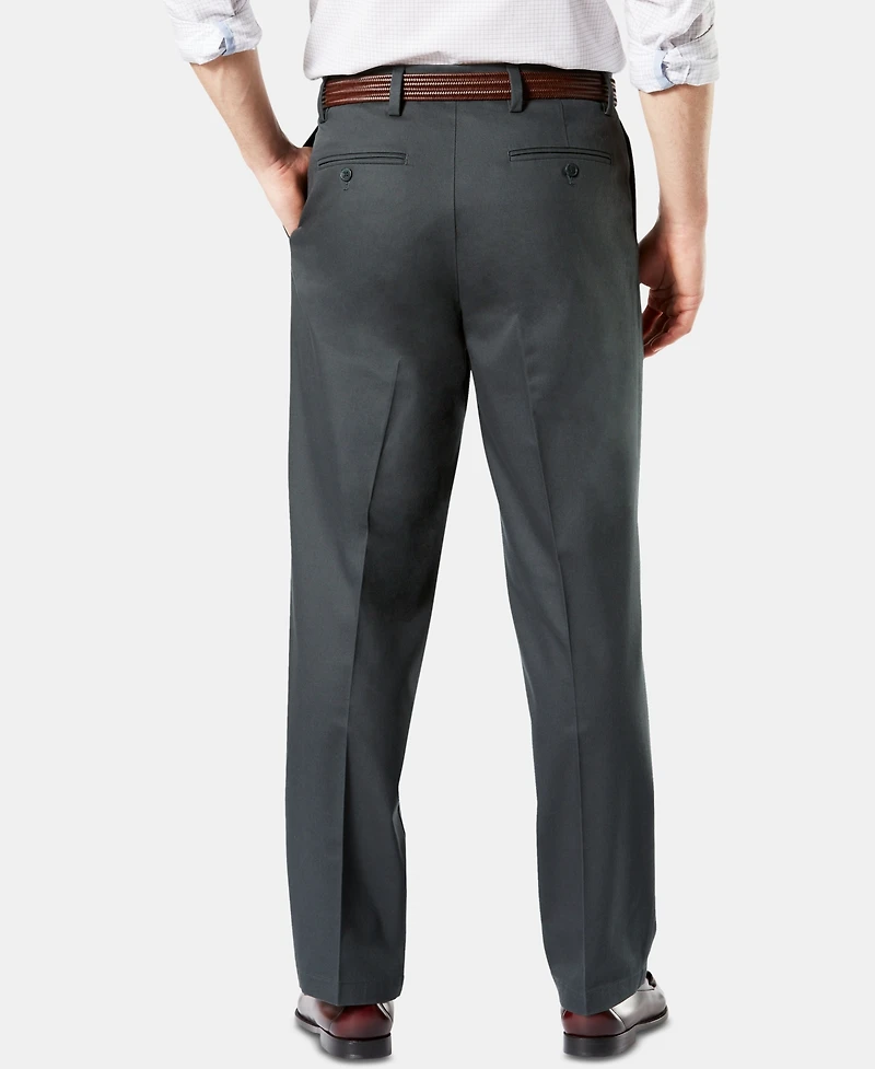 Dockers Men's Signature Lux Cotton Relaxed Fit Pleated Creased Stretch Khaki Pants
