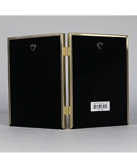 Lawrence Frames Antique Brass Hinged Double Picture Frame - Bead Border Design