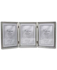 Lawrence Frames Antique Pewter Hinged Triple Picture Frame - Bead Border Design - 5" x 7"