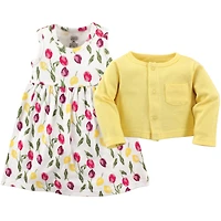 Luvable Friends Toddler Boys Dress and Cardigan 2pc Set, Tulips