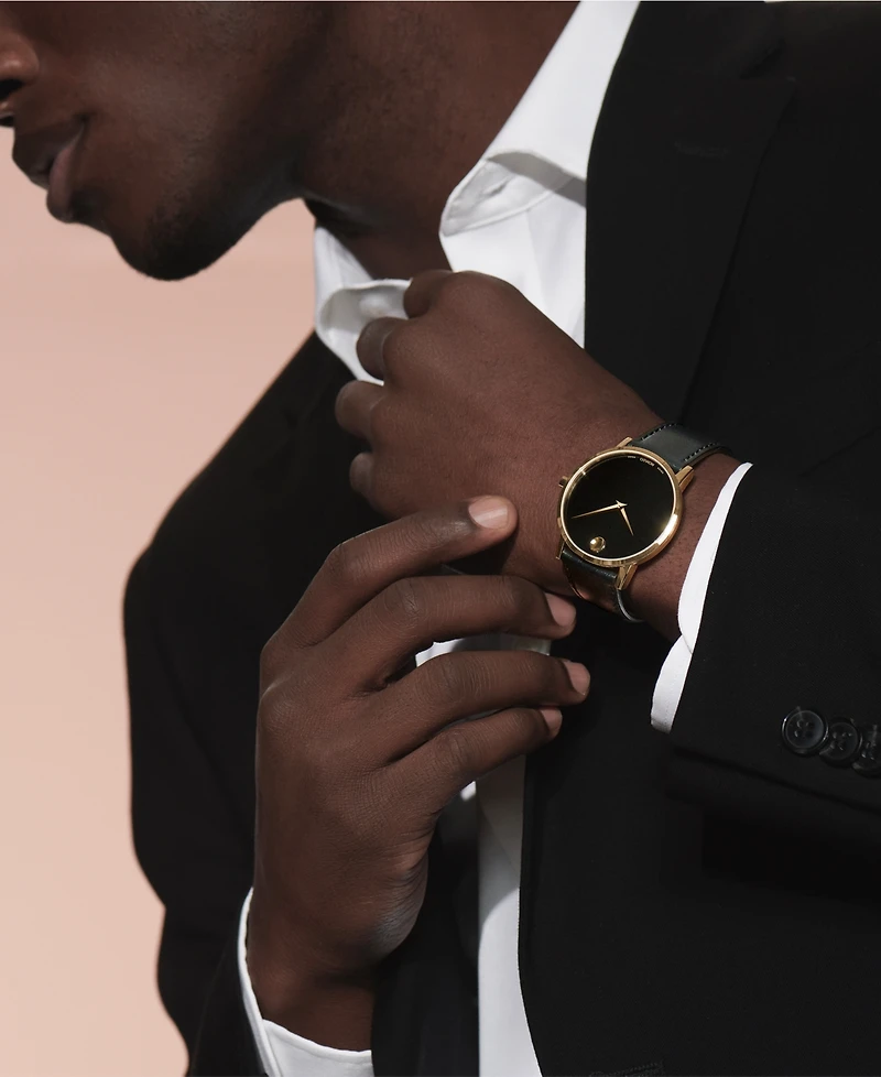 Movado Men's Swiss Museum Classic Black Leather Strap Watch 40mm