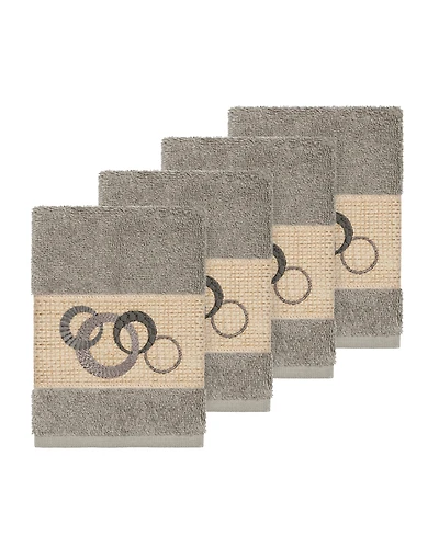 Linum Home Turkish Cotton Annabelle 4-Pc. Embellished Washcloth Set