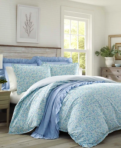 Laura Ashley Jaynie Stonewashed Cotton 3-Pc. Duvet Cover Set