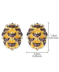 Noir Acorn Stud Earring With Cubic Zirconia Stones