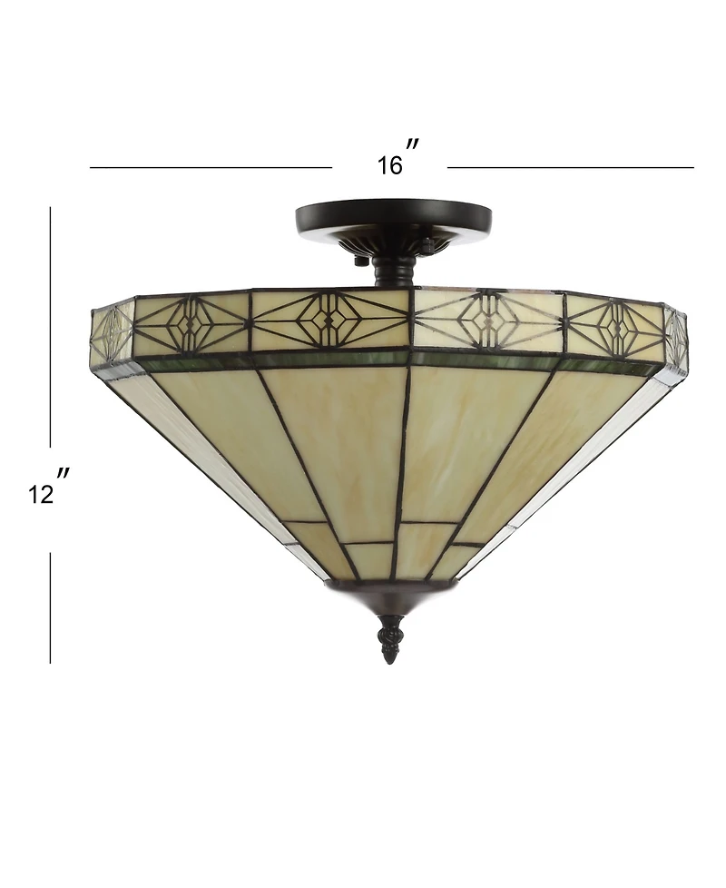 Jonathan Y Jasmine 16" Tiffany-Style Led Semi-Flush Mount