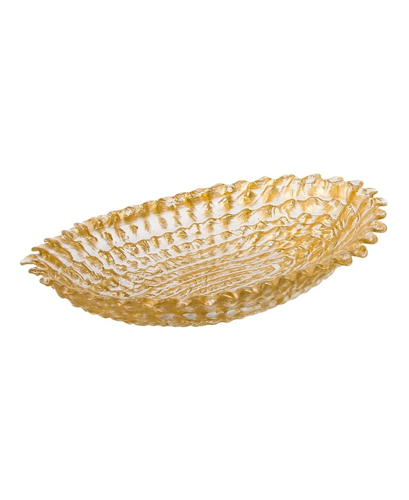 Gold Beveled Oval Bowl, Large
