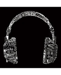 La Pop Art Mens Word T-Shirt - Headphones Music Different Languages