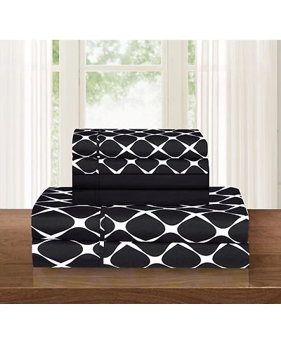 Elegant Comfort Geometric Printed Microfiber 4-Pc. Sheet Set, Twin