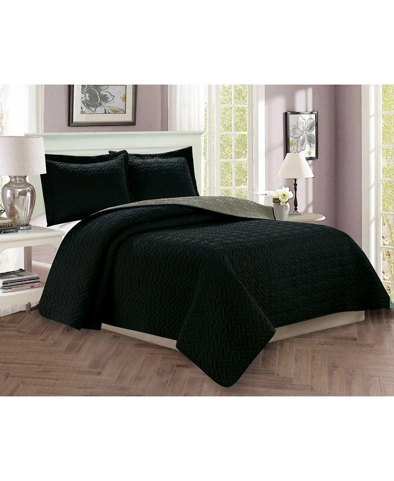Elegant Comfort Luxury Majestic 3-Pc. Quilted Coverlet Set, King/California King