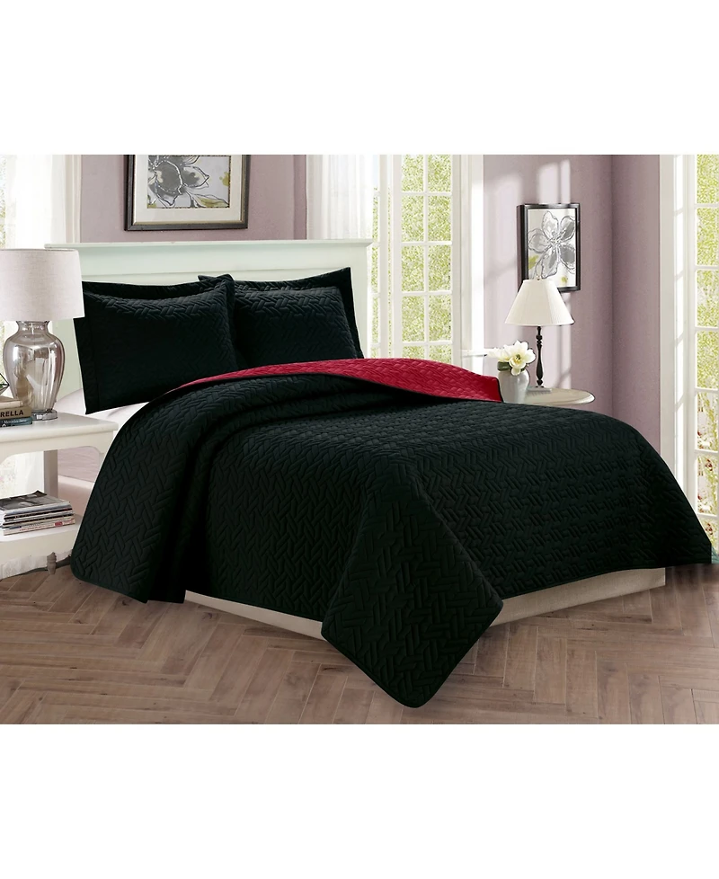Elegant Comfort Luxury Majestic 3-Pc. Quilted Coverlet Set, Full/Queen