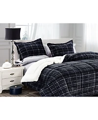 Elegant Comfort Plaid Micromink/Sherpa Reversible Down Alternative Microsuede -Pc. Comforter Sets