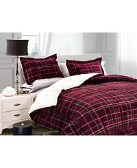 Elegant Comfort Plaid Micromink/Sherpa Reversible Down Alternative Microsuede 3-Pc. Comforter Sets, Full/Queen