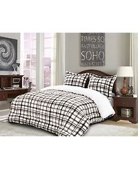Elegant Comfort Plaid Micromink/Sherpa Reversible Down Alternative Microsuede 3-Pc. Comforter Sets