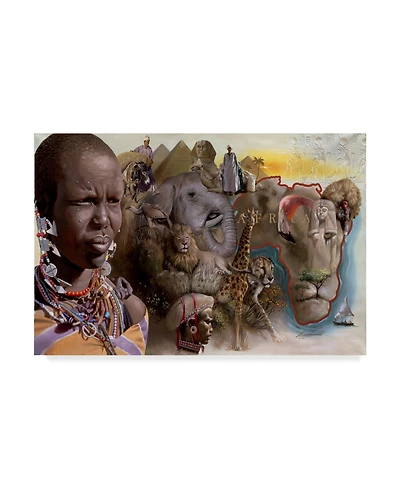 D. Rusty Rust 'Africa Lions' Canvas Art - 30" x 47"