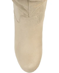 Journee Collection Women's Haze Wide Calf Rouched Knee High Wedge Boots