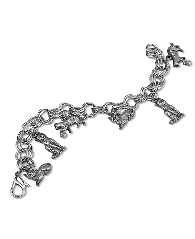 2028 Pewter 6 Cat Charm Bracelet