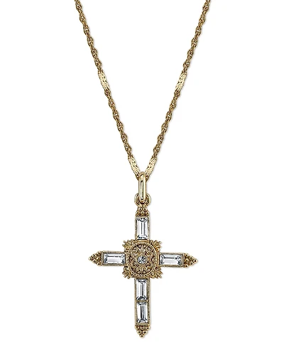 Symbols of Faith 14K Gold-Dipped Crystal Cross Pendant Necklace 18"