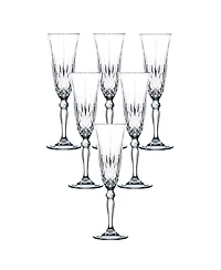 Lorren Home Trends Melodia Collection Crystal Champagne Flutes, Set of 6