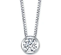 Sirena Diamond Bezel Solitaire 18" Pendant Necklace (1/10 ct. t.w.) 14k White or Yellow Gold