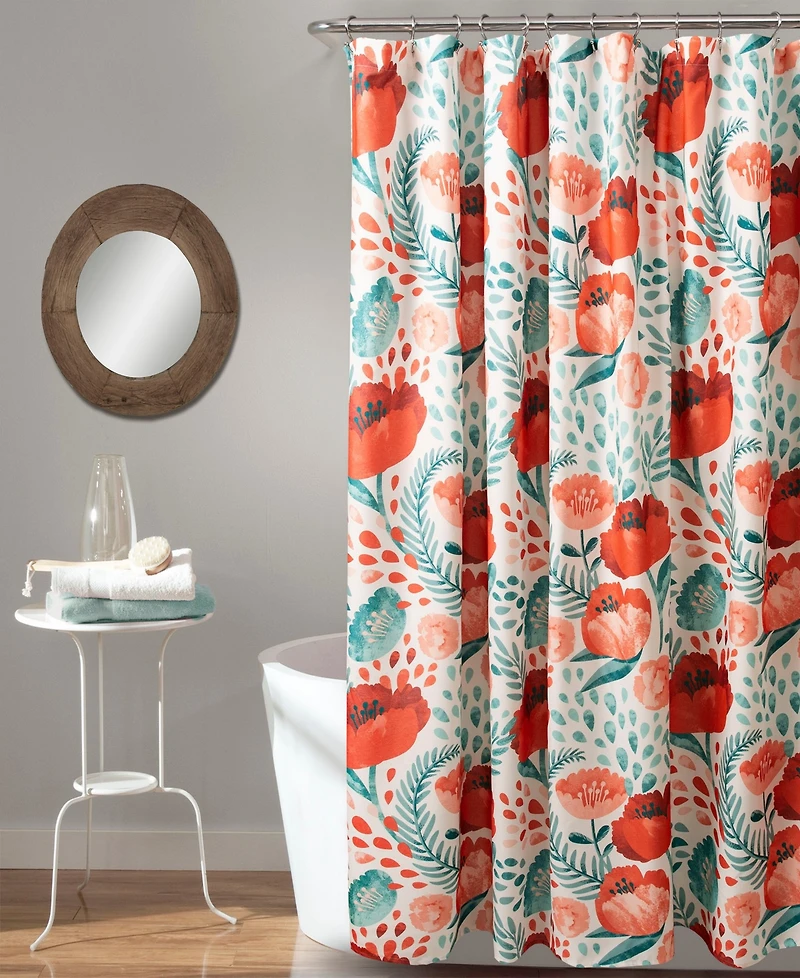 Lush Decor Poppy Garden Shower Curtain, 72" x