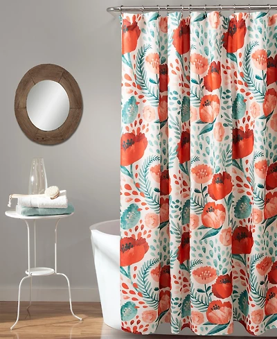 Lush Decor Poppy Garden Shower Curtain, 72" x