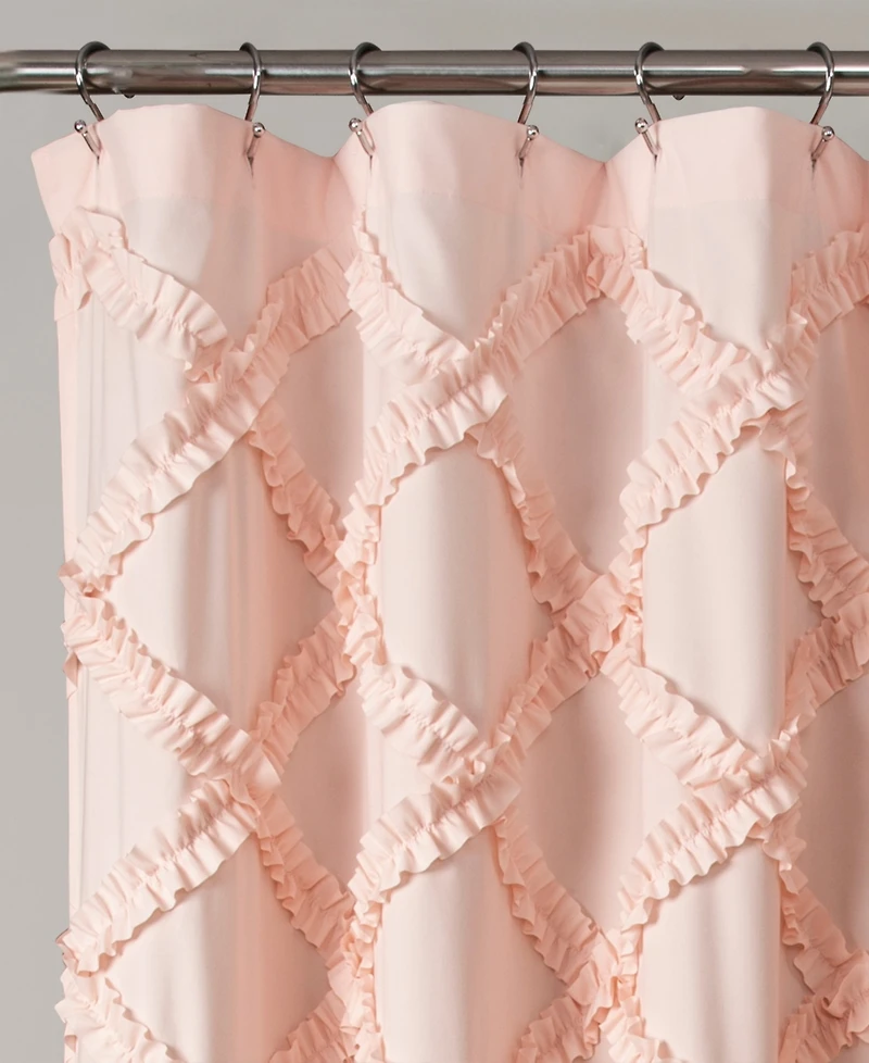 Lush Decor Ruffle Diamond Shower Curtain, 72" x