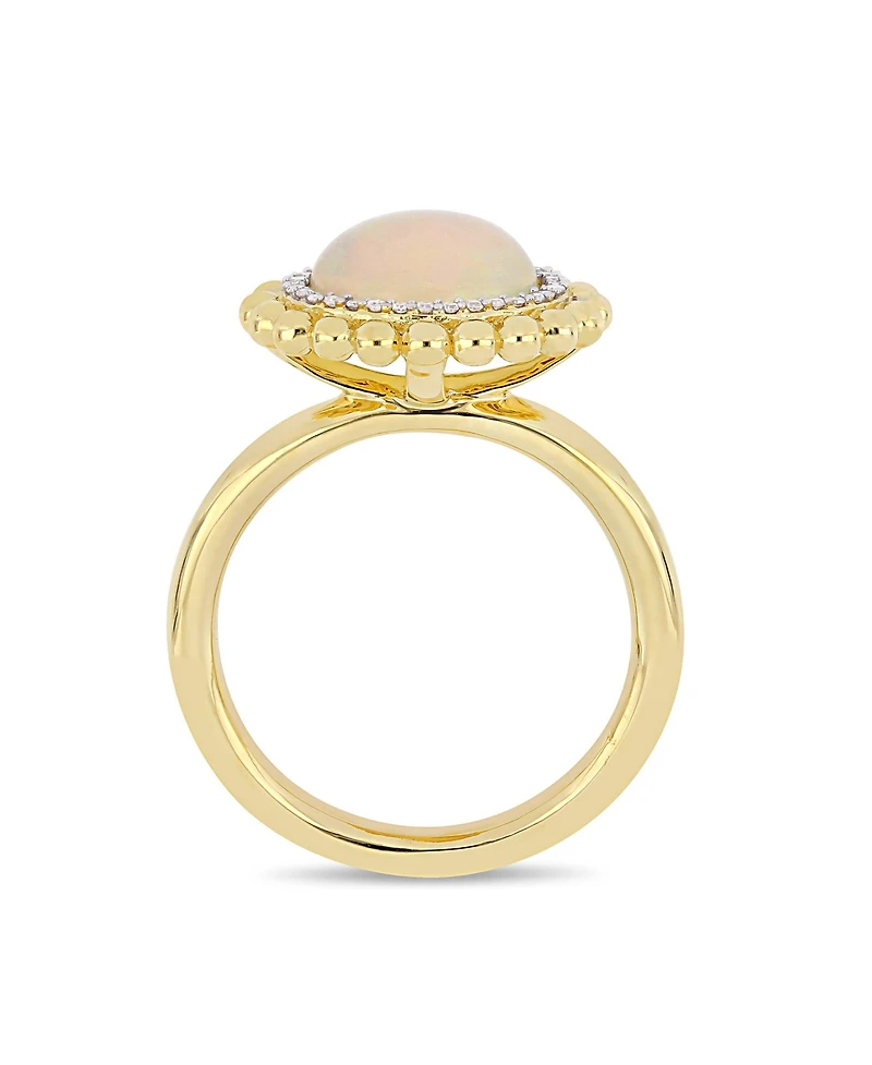 Opal (2 ct.t.w.) and Diamond (1/10 Halo Ring 14k Yellow Gold