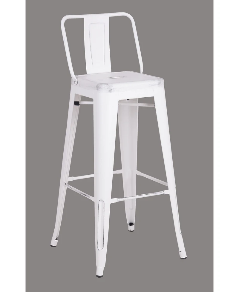 Ac Pacific Industrial Metal Barstools with Bucket Back and 4 Legs, Set of 2